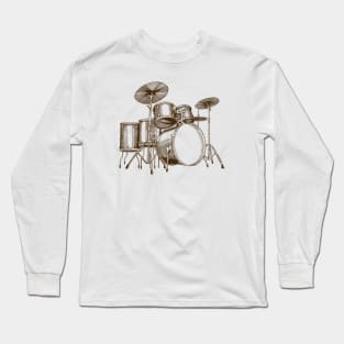 Drum kit Drawn Long Sleeve T-Shirt